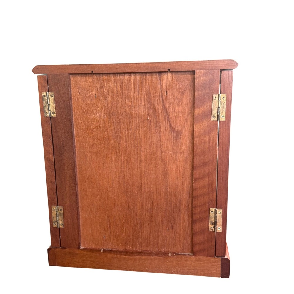 Vintage Wood Jewelry Armoire 5 Drawer Necklace Carousel Mirrored Chest - Picture 6 of 9